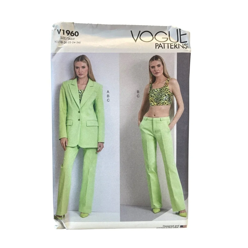 Vogue V1960 Jacket Knit Top Pants Suit Y5 (18-20-22-24-26) Modern Chic‎
